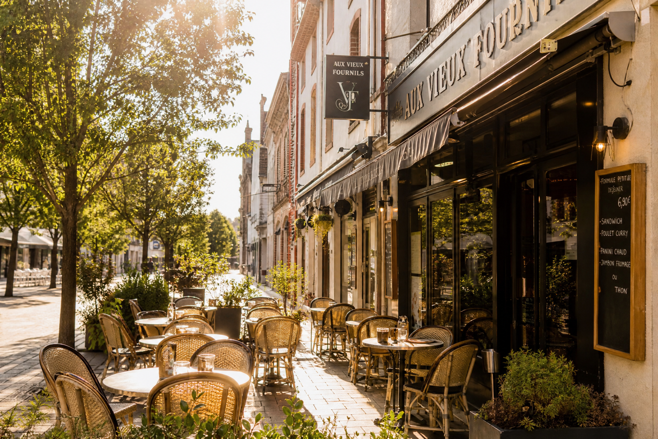 Terrasse de café à Colomiers pour une rencontre senior