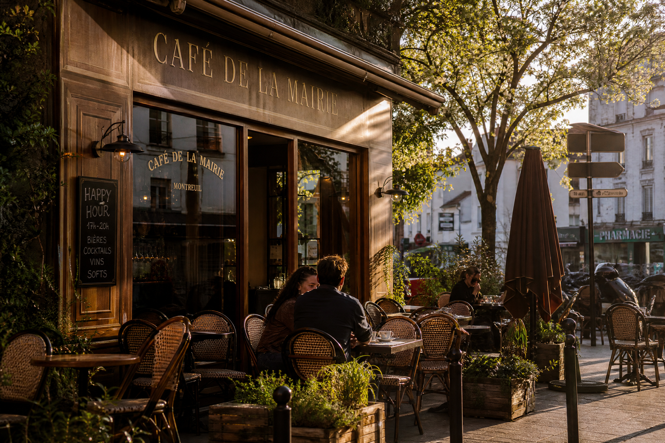 Terrasse de café à Montreuil pour une rencontre senior