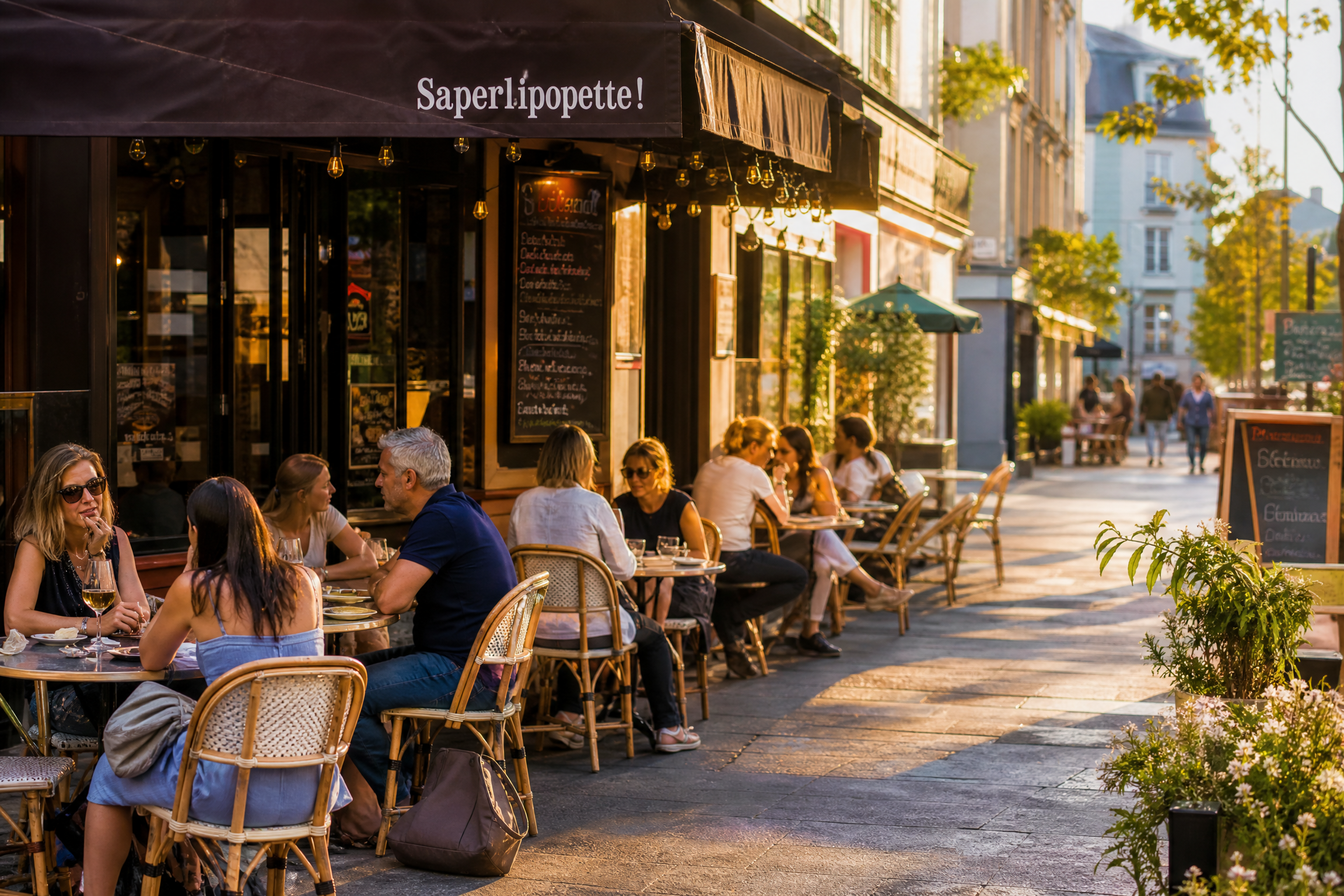 Terrasse de café à Nanterre pour une rencontre senior