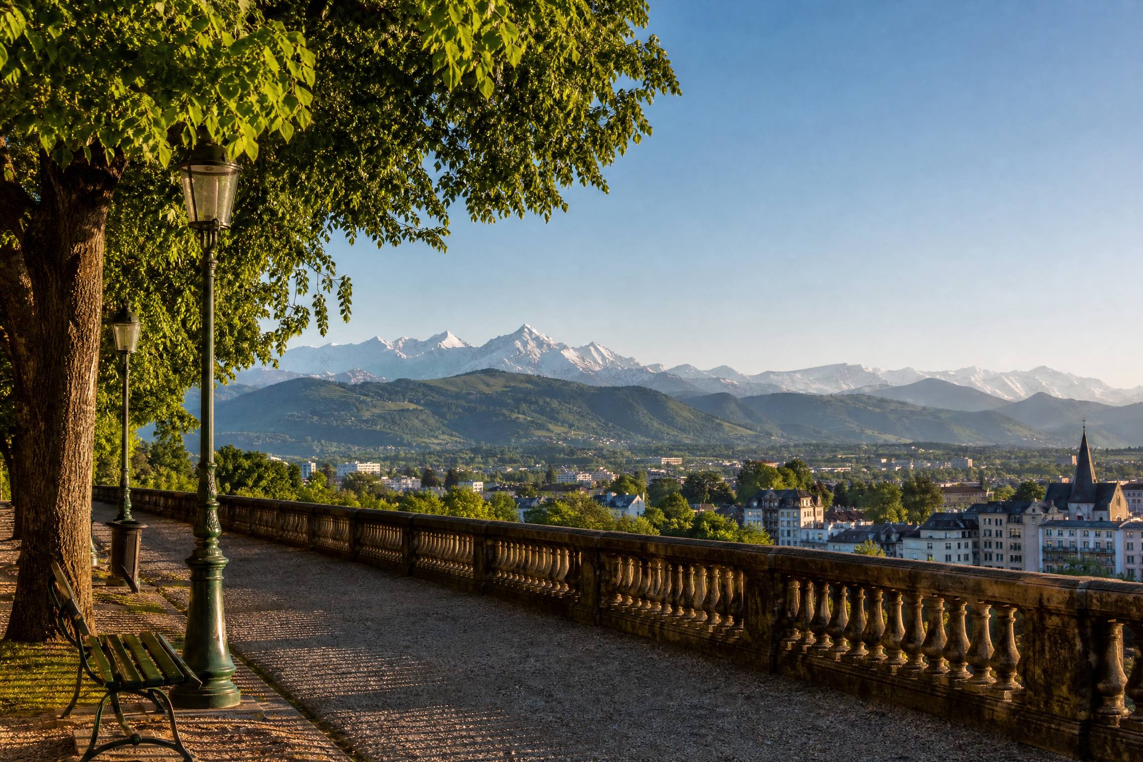 Boulevard des Pyrénées à Pau, lieu de promenade pour une rencontre senior