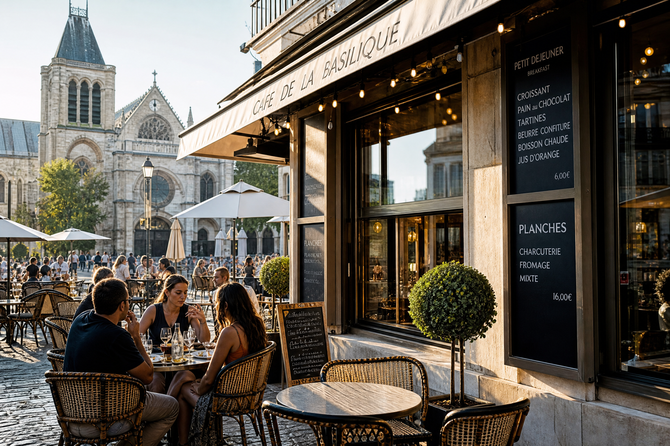 Terrasse de café à Saint-Denis pour une rencontre senior