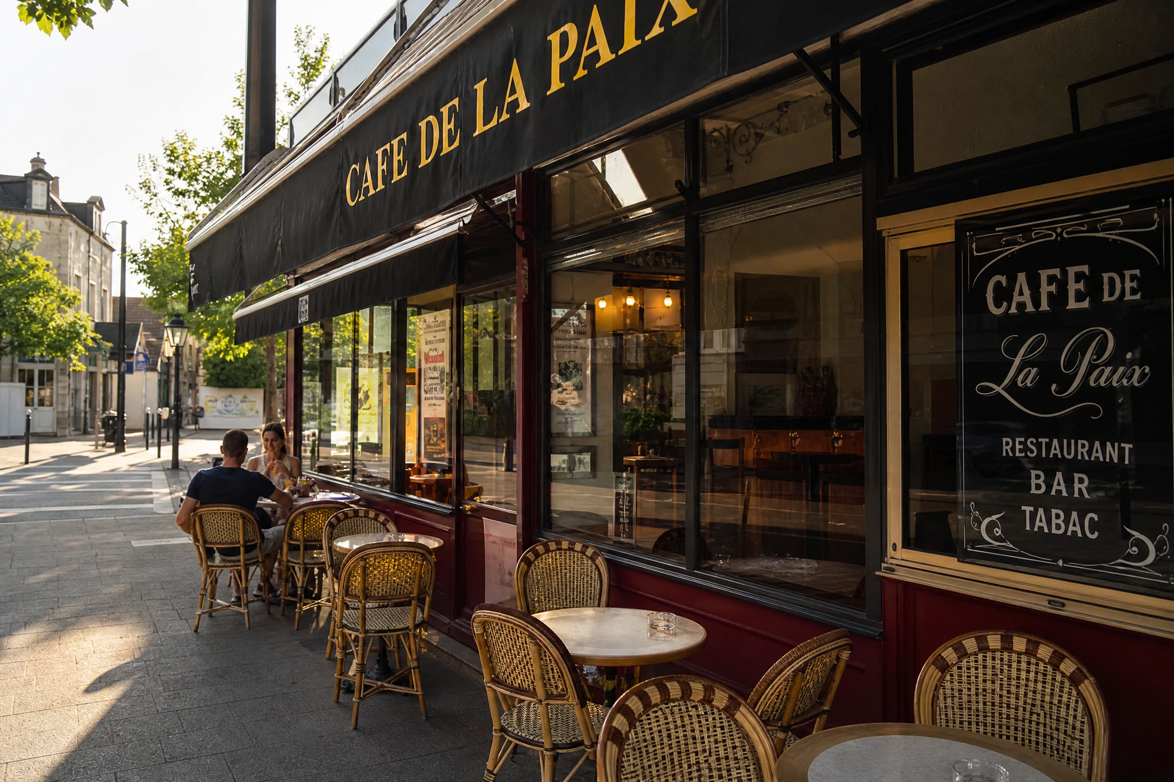 Terrasse de café à Saint-Herblain pour une rencontre senior