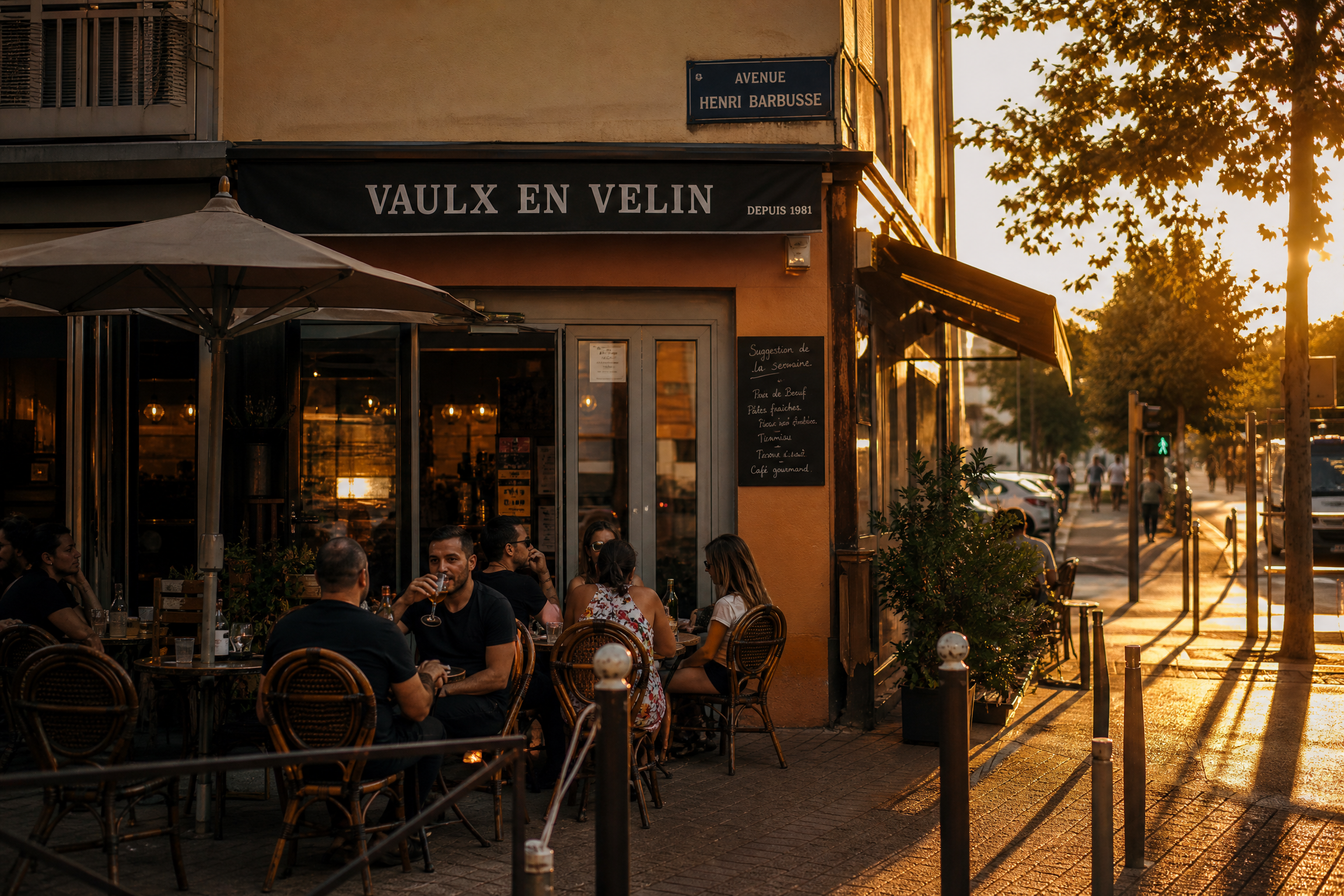 Terrasse de café à Vaulx-en-Velin pour une rencontre senior