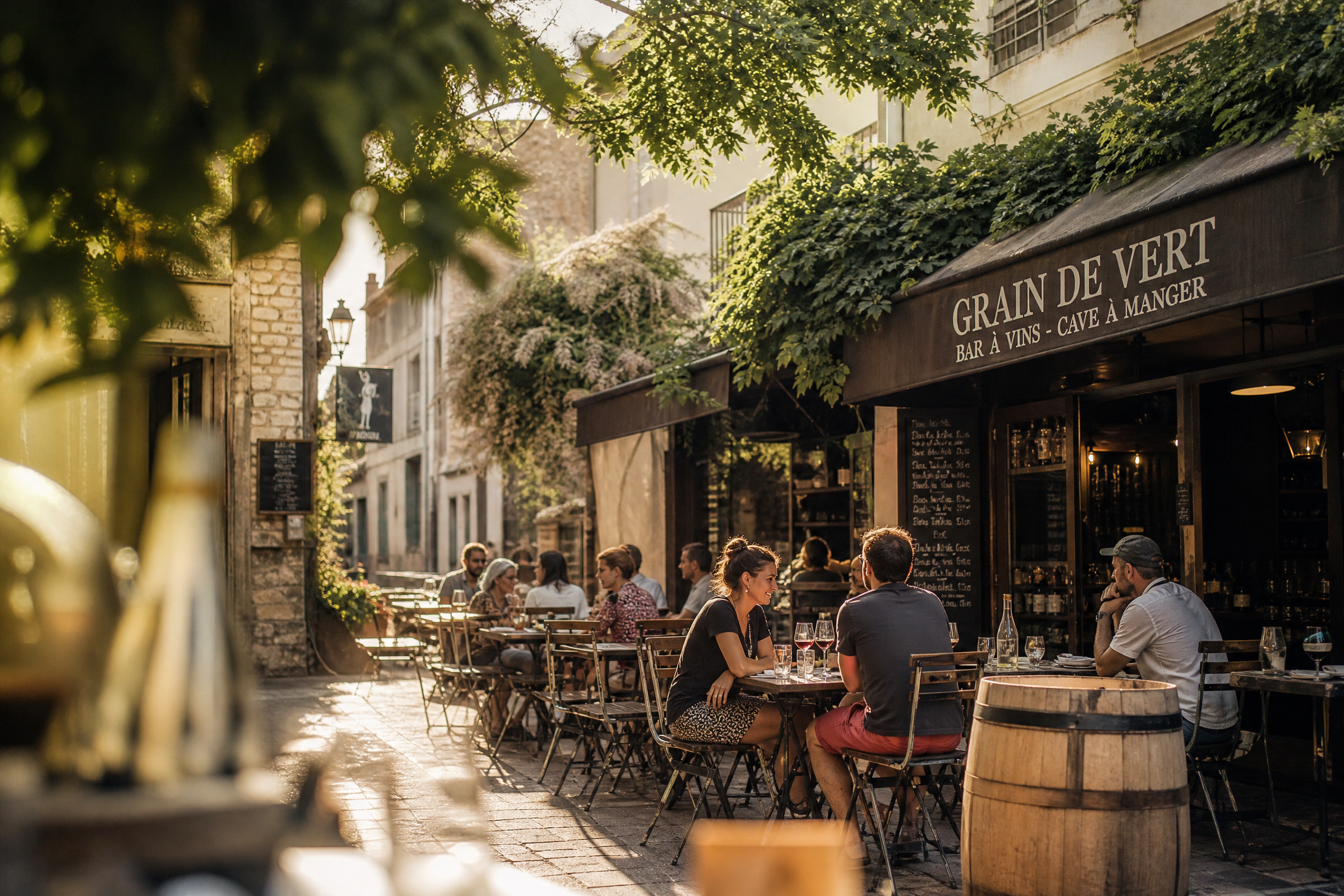 Terrasse de café à Vertou pour une rencontre senior