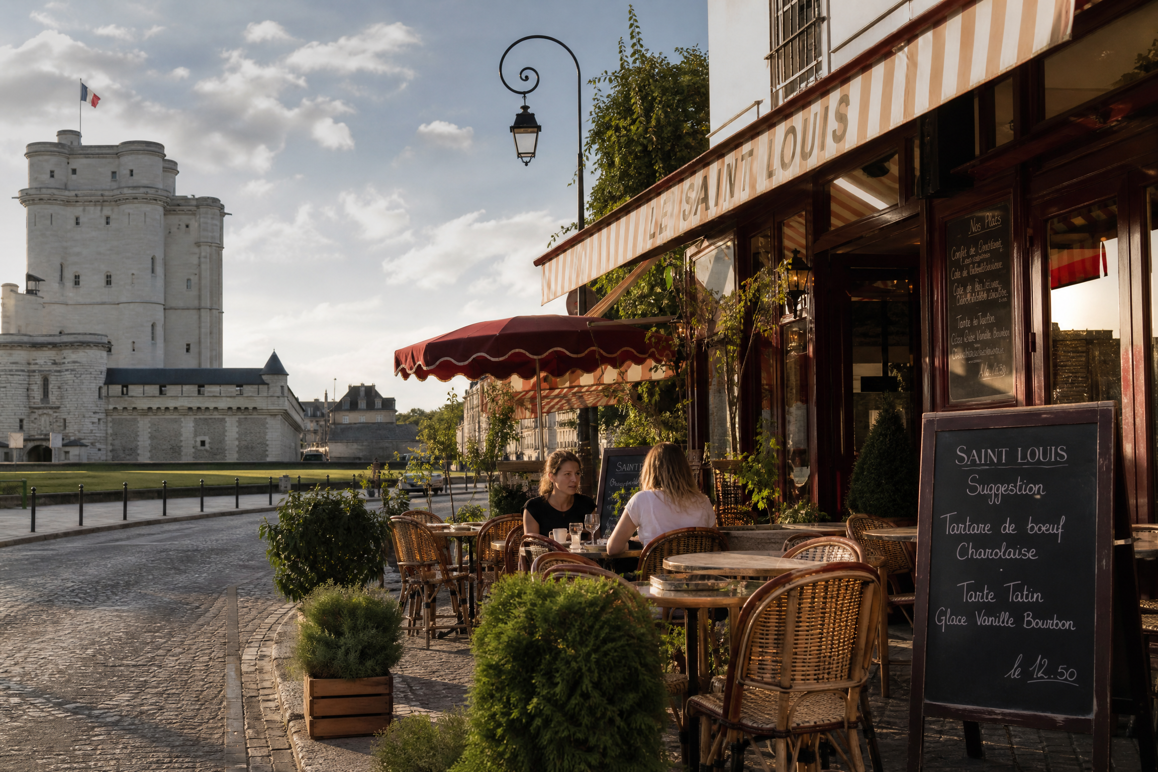 Terrasse de café à Vincennes pour une rencontre senior